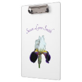 Lila und weiße Iris-Clipboard Klemmbrett (Links)