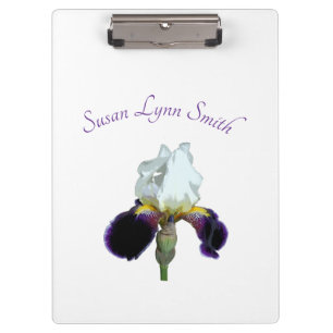 Lila und weiße Iris-Clipboard Klemmbrett
