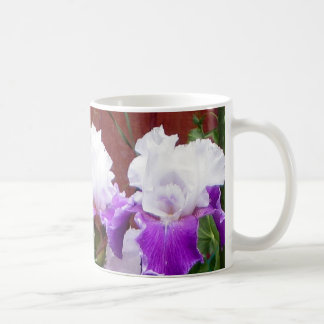Lila und weiße Iris Kaffeetasse
