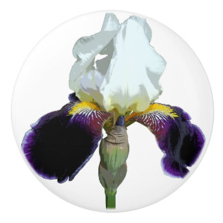 Lila und weiße Iris Keramik-Schubladengriff Keramikknauf