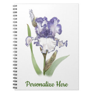 Lila und Weiße Iris mit gerüschter Blüte Notizblock