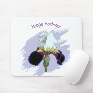 Lila und Weiße Iris Quadratisch Mauspad