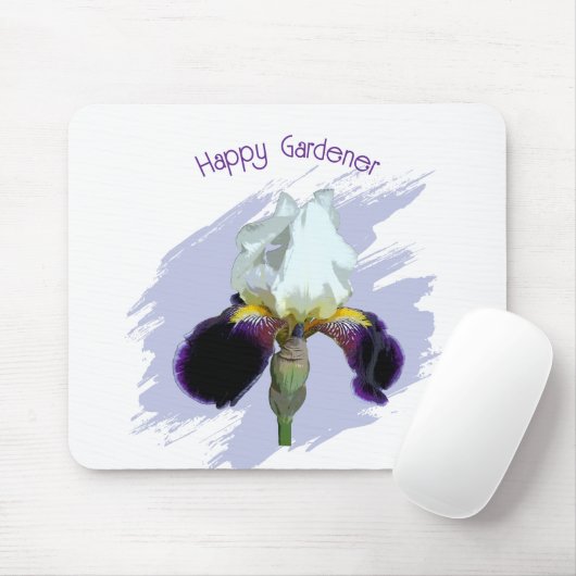 Lila und Weiße Iris Quadratisch Mauspad (Mit Mouse)