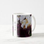 Lila und weiße Iris-Tasse Kaffeetasse (VorderseiteRechts)