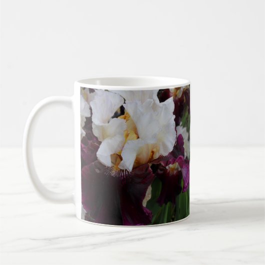 Lila und weiße Iris-Tasse Kaffeetasse (Links)