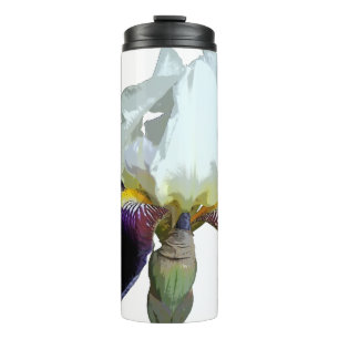 Lila und weiße Iris-Thermal-Tumbler Thermosbecher