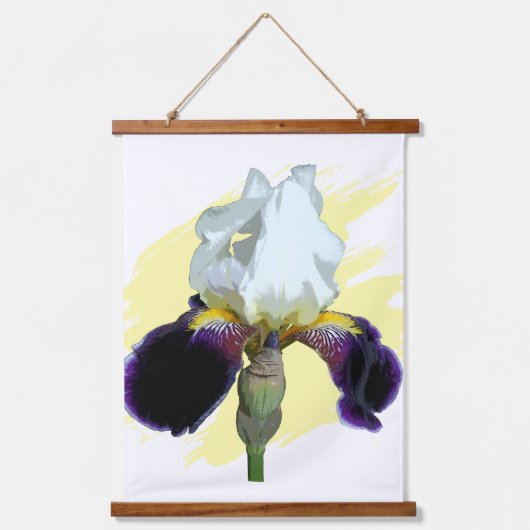 Lila und weiße Iris Wandteppich Mit Holzrahmen (Vorderseite)