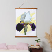 Lila und weiße Iris Wandteppich Mit Holzrahmen (Schlafzimmer)