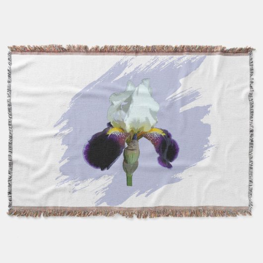 Lila und Weiße Iris-Wurfdecke Decke (Vorderseite)