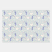 Lila und weiße Kaninchen Ostern Geschenkpapier Set (Vorderseite)