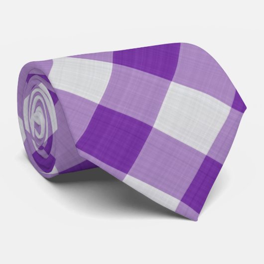 Lila und weiße Karos Cooles klassisches Muster Krawatte (Gerollt)