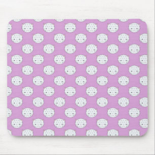 Lila und weiße Katzen-Gesichter-Muster-Punkte Mousepad