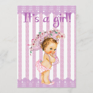 Lila und weiße kleine Dusche Invit Prinzessin-Baby Einladung