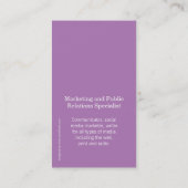 Lila und weiße Kreise erste moderne Visitenkarte (Rückseite)