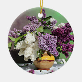 Lila und weiße Lilacs Bouquet Foto Keramik Ornament