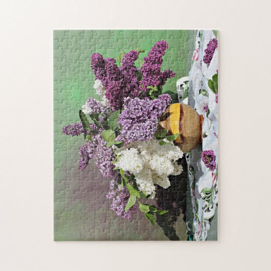 Lila und weiße Lilacs Bouquet Foto Puzzle (Vertikal)