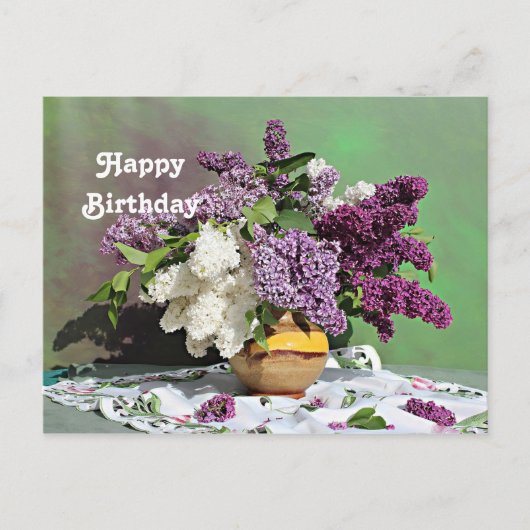 Lila und weiße Lilacs Bouquet Geburtstag Postkarte (Vorderseite)