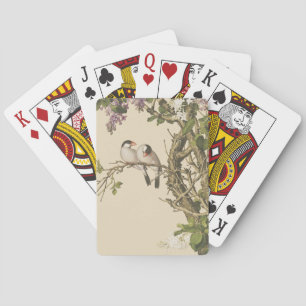 Lila und weiße Lilacs mit Bird Chinese Antique Spielkarten