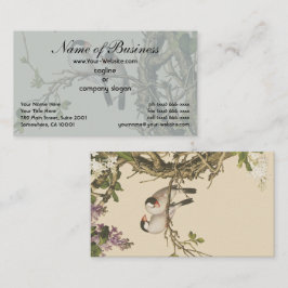 Lila und weiße Lilacs mit Bird Chinese Antique Visitenkarte