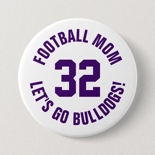 Lila und weiße Mama Jersey Nummer Button (Vorderseite)