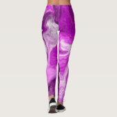 Lila und weiße Marmorbäume Wirbel Fluid Art Leggings (Rückseite)