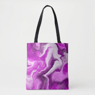 Lila und weiße Marmorbäume Wirbel Fluid Art Tasche