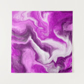 Lila und weiße Marmorbäume Wirbel Fluid Art Wandteppich (Vorderseite (Horizontal))