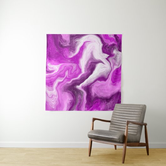 Lila und weiße Marmorbäume Wirbel Fluid Art Wandteppich (Beispiel)