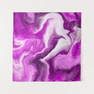 Lila und weiße Marmorbäume Wirbel Fluid Art Wandteppich