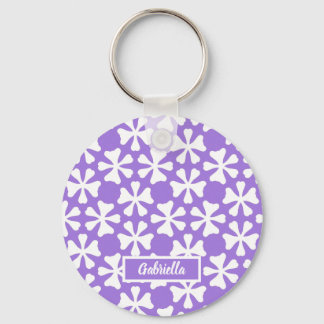 Lila und weiße moderne geometrische Blumengestaltu Schlüsselanhänger