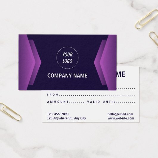 Lila und weiße, moderne Geschenkkarte (Büro)