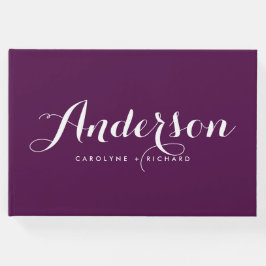 Lila und weiße moderne Kalligraphie Gästebuch