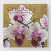 Lila und weiße Orchidee Pinselstrich nach Maß Quadratische Wanduhr (Vorderseite)