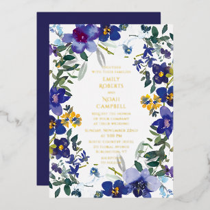 Lila und weiße Orchideen-Aquarell-Blumenhochzeit Folieneinladung