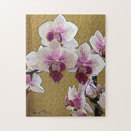 Lila und weiße Orchideenbürste Puzzle (Vertikal)