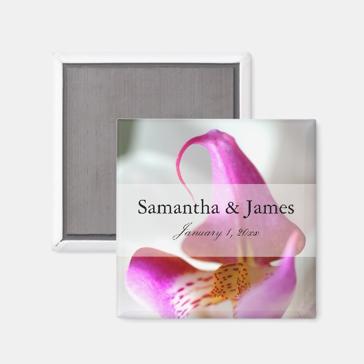 Lila und weiße Orchideenhochzeit Magnet (Vorderseite/Rückseite)
