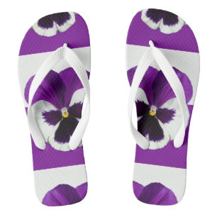 Lila und weiße Pansy Badesandalen