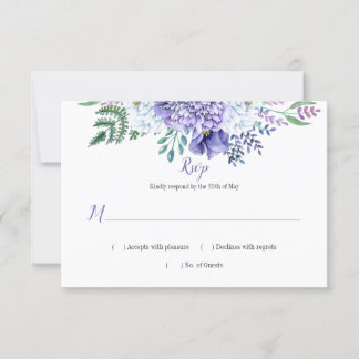 Lila und weiße Peonies Poppies Grüne UAWG RSVP Karte