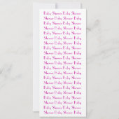 Lila und weiße Pfaufüßer Kinderdusche Einladung (Rückseite)