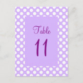 Lila und weiße Polka Dot Tischnummer Post (Vorderseite)