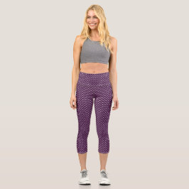 Lila und weiße Polka-Punkte Capri Leggings