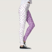 Lila und weiße Polka-Punkte-Farbblock Leggings (Rechts)