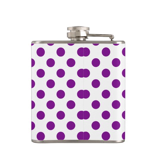 Lila und weiße Polka-Punkte Flachmann (Rückseite)