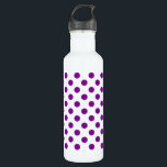 Lila und weiße Polka-Punkte Trinkflasche<br><div class="desc">Lila und weiße Polka-Punkte</div>