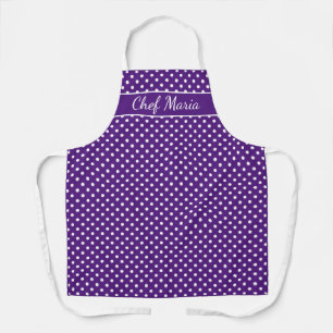 Lila und weiße Polka-Punkte zum Kochen Schürze