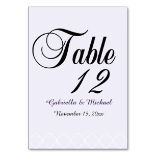 Lila und weiße Quatrefolie Tischnummer