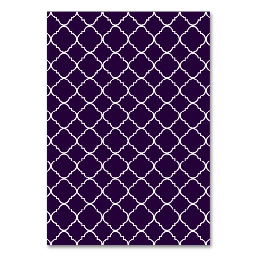 Lila und weiße Quatrefolie Tischnummer (Rückseite)