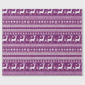 Lila und weiße Rentierflora Moderne Weihnachten Geschenkpapier (Flach)