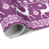 Lila und weiße Rentierflora Moderne Weihnachten Geschenkpapier (Rolleneckpunkt)