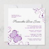 Lila und weiße Schmetterlinge Elegante Babydusche Einladung (Vorderseite)